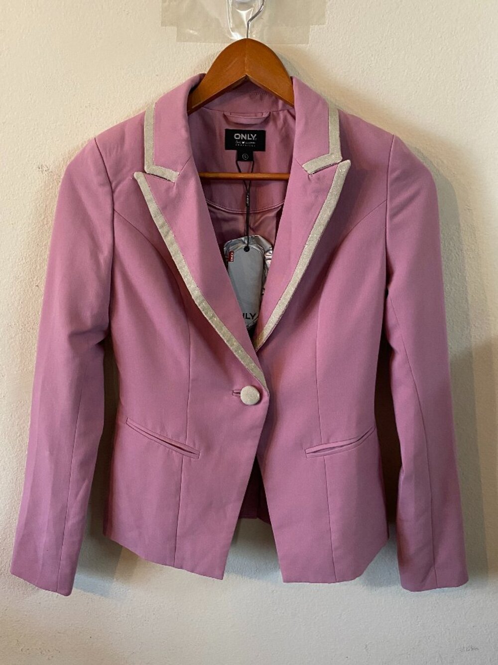 ONLY SMALL MAUVE (DUSTY ROSE PINK) FITTED SINGLE-BREASTED TAILORED SUIT BLAZER